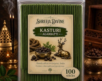 Handgemaakte Kasturi Musk wierookstokjes | Traditionele Indiase agarbatti, 100 stuks