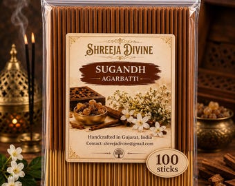 Handgemaakte Sugandh Agarbatti wierookstokjes | Traditionele Indiase geur (100 stuks)