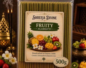 Fruitige wierookstokjes 500 g | Handgemaakte Indiase agarbatti | Frisse fruitgeur voor thuis, yoga en meditatie