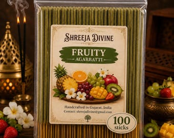 Handgemaakte fruitige wierookstokjes | Indiase agarbatti voor thuis en yoga (100 stuks)