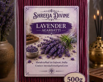 Handgemaakte lavendelwierookstokjes | Indiase agarbatti voor ontspanning, yoga en meditatie (500 g)