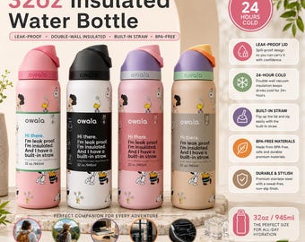 Snoopy Lover Owala Bottle Wrap 32 Oz, Peanuts Character Water Bottle Decal, Custom Gift for Everyday Use