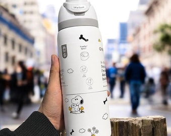Snoopy Peanuts Water Bottle Sticker Wrap, Owala 32 Oz Custom Bottle Design, Cute Personalized Tumbler Gift Idea