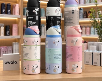 Kawaii Snoopy Owala Bottle Wrap 32 Oz, Peanuts Inspired Water Bottle Decal, Personalized Gift for Women and Girls