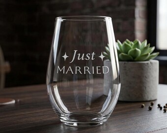 Just Married Stemless Weinglas | Graviert 11.5oz | Aufnahmeglaswaren