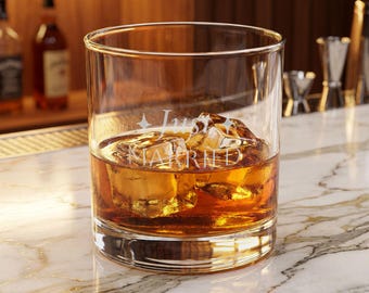 Bicchiere da whisky con incisione "Spoon - Just Married" / 10,5 oz / Decorazione per matrimoni