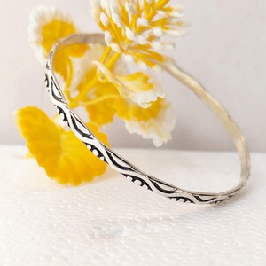 Textured Sterling Silver Bangle Bracelet: Minimalist Unisex Jewelry, Stackable Design