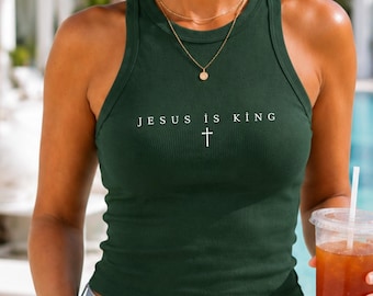Bella Canvas Tank Top, Jesus Is King Shirt, Minimal Christian Tank, Faith Based Graphic Top, Religious Summer Shirt, Gift For Her