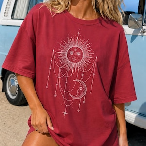 Widow's Bay Patricia's Shirt, Celestial Sun Crescent Moon BOHO Comfort Colors Tee