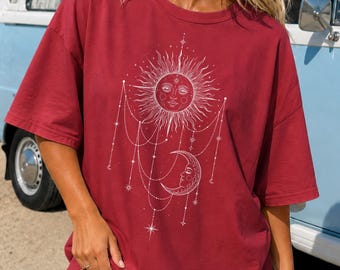 Widow's Bay Patricia's Shirt, Celestial Sun Crescent Moon BOHO Comfort Colors Tee