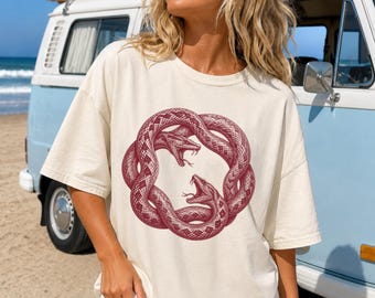 Vintage Snake Shirt, Comfort Colors Graphic Tee, Coiled Snake Design, Botanical Gothic Tee, Aesthetic Unisex Shirt