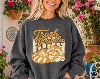 Funny Trash Panda Sweatshirt, Raccoon Hoodie, Gildan Unisex Crewneck, Cute Wildlife Sweatshirt, Animal Lover Gift