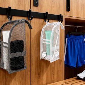 Vertical Mesh Shower Caddy, Quick Dry Hanging Toiletry Bag, Gym Locker Organizer, Travel Bathroom Storage for College Dorm, Camping, Swim