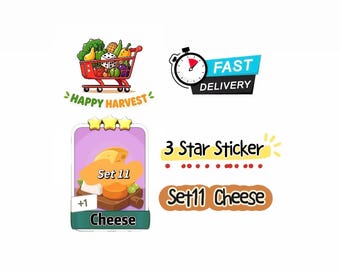Monopoky Go Cheese – Set 11 – 3-Sterne-Sticker – Fröhliche Ernte