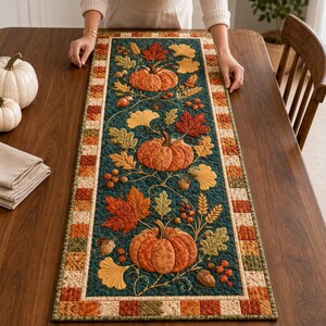 Halloween Quilt Table Runner,Pumpkin Patchwork Runner, Fall Table Decor, Spooky Autumn Farmhouse Runner, Halloween Dining Decor