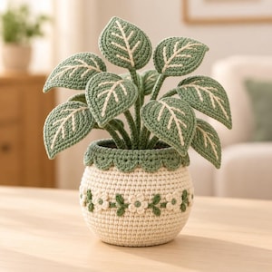 Crochet Autumn Leaf Plant Pot Pattern, Fall Leaf Amigurumi, Rustic Home Decor PDF