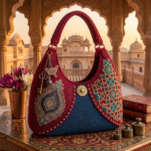 1 Crochet Boho Hobo Bag Pattern PDF  Embroidered Shoulder  Moroccan Inspired Crochet
