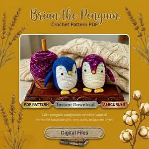 Crochet Penguin Pattern PDF | Mini Amigurumi Bird Plush Tutorial | Brian DIY Yarn Toy Digital Download