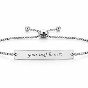Armband met platte staaf en gepersonaliseerde tekst - Gegraveerde armband op maat gemaakt