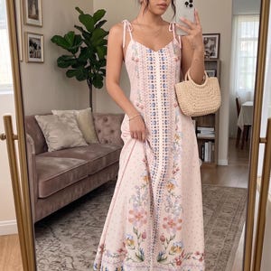 etsy floral maxi dress Womens Blue Floral Maxi Dress