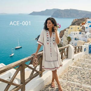 greek style casual dresses Say hello to the Athena Dress a total standout from our Grecian Daydream Collection This stunning cotton maxi features a classic blue-and-white tile print that gives Greek courtyard in the