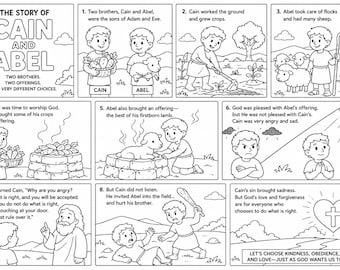 Tira cómica cristiana para colorear de Caín y Abel