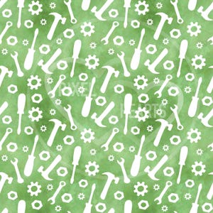 Tools Green Gradient seamless pattern, DIY Crafting, hand drawn design (Digital Download)
