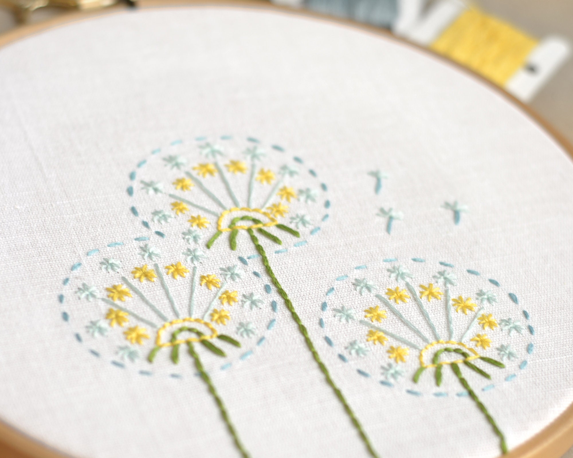 Beginner hand embroidery Dandelions Embroidery pattern Etsy