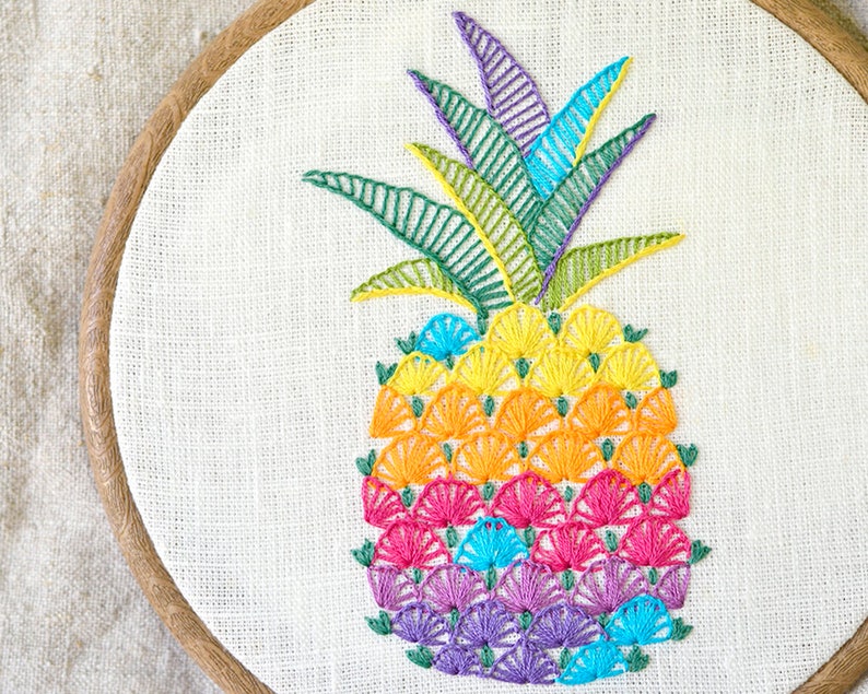 Embroidery pattern Hand embroidery pattern PDF Pineapple Etsy