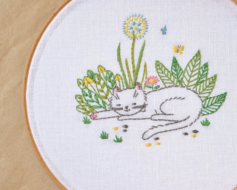 Kitty Embroidery pattern PDF Cat embroidery design Instant Etsy