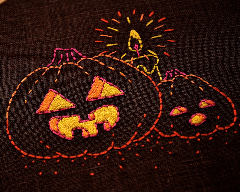 Halloween hand embroidery pattern PDF Simple embroidery Etsy