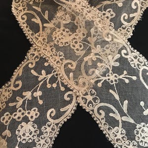 Vintage tambour lace flounce frill border lace length flora bridal length 56 ins x 4 1/2 ins