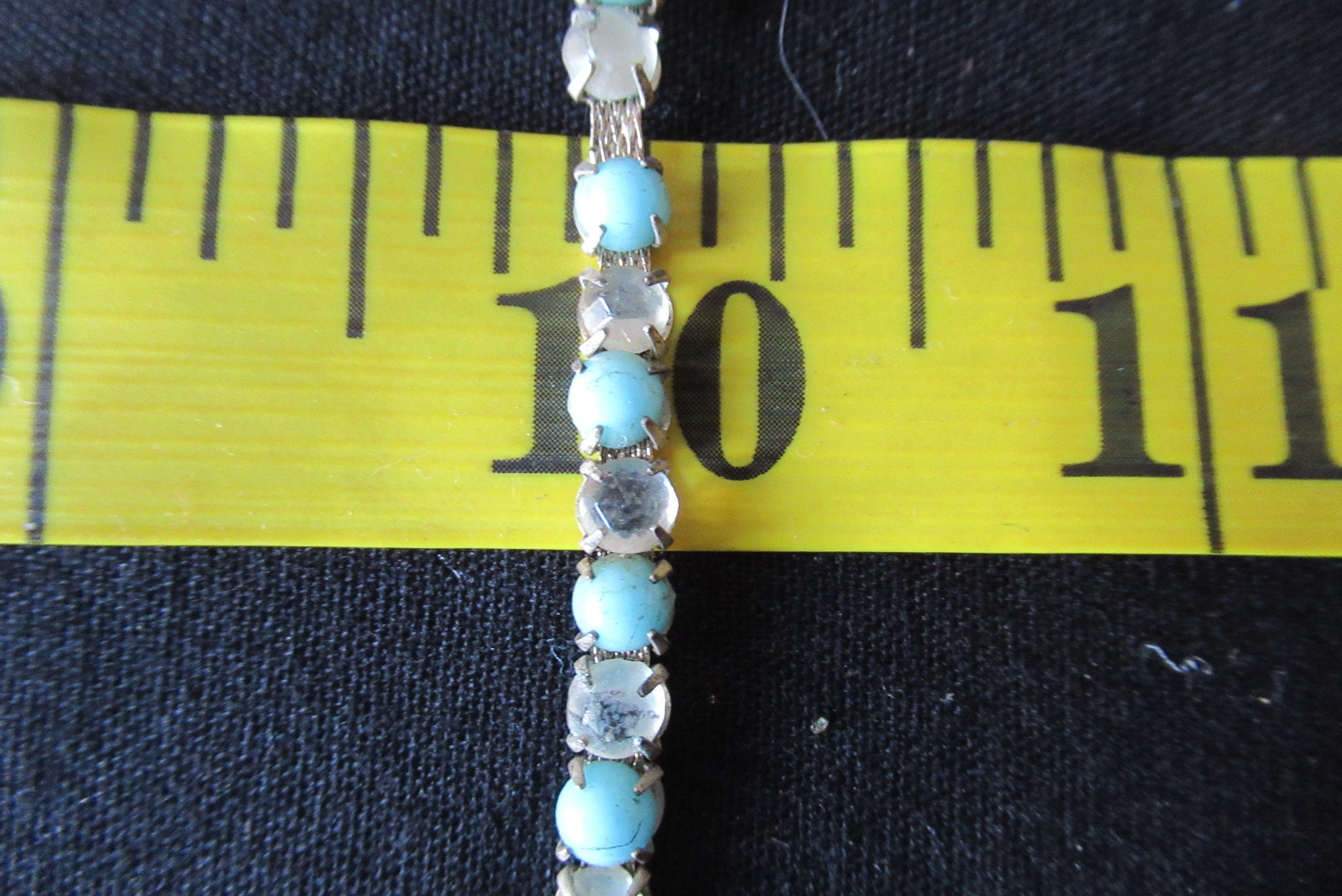Rhinestone Turquoise Glass Bead Metal Trim Edging Length Etsy UK