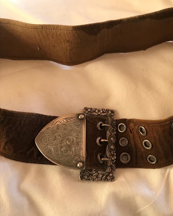 Asprey silver buckle on leather belt ladies early… - image 5