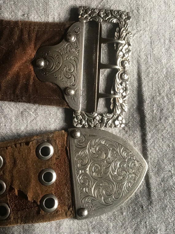 Asprey silver buckle on leather belt ladies early… - image 10