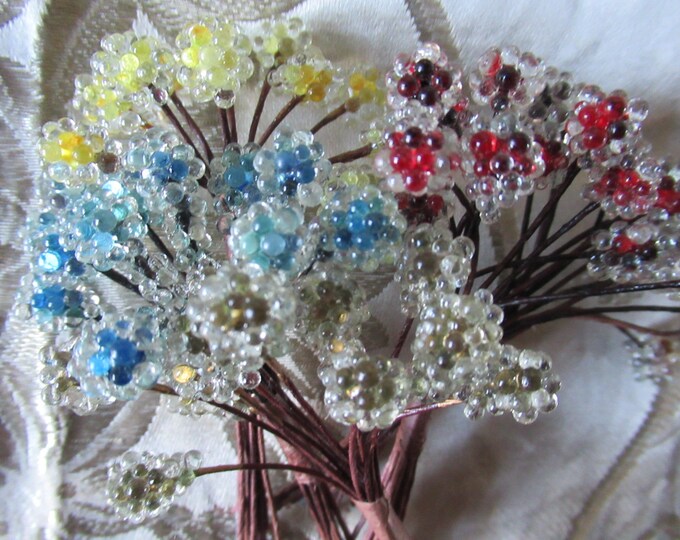 Glass Beaded Flower Stems Spray for Millinery Corsage Doll Etsy