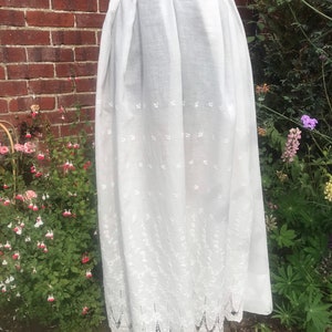 Antique embroidered muslin skirt white work 19th century stunning hand work broidery cutwork to re-make no waistband