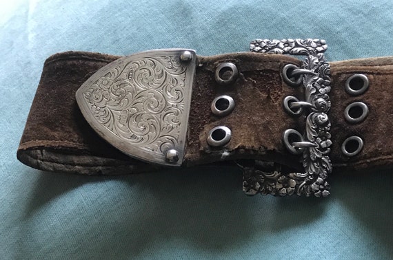 Asprey silver buckle on leather belt ladies early… - image 9
