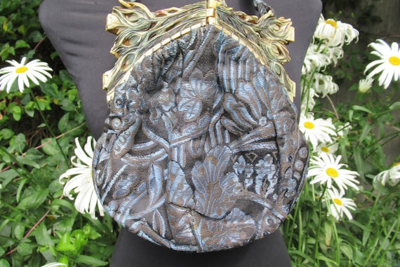Vintage carved celluloid purse 1920's expanding h… - image 10