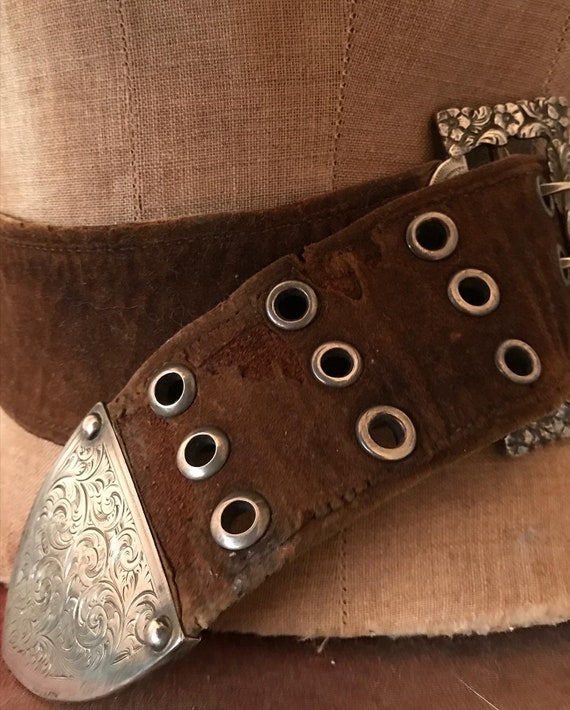 Asprey silver buckle on leather belt ladies early… - image 3