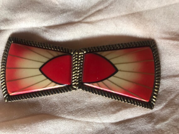 Vintage fab Czech Deco era buckle flame design 30… - image 2