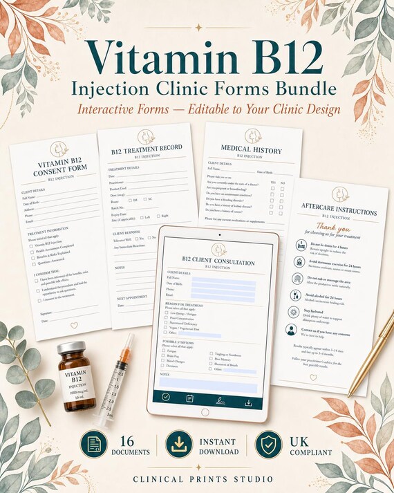 Interactive Vitamin B12 Injection Clinic Forms Bundle