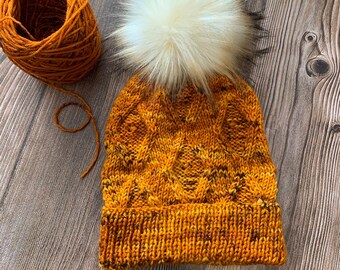 PATTERN ONLY - Tiger Eye Toque - A Knit Hat PDF Pattern - Sweet Pea & Sparrow - Cable Knit Hat -