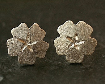 Cherry blossom earrings silver smooth or rough