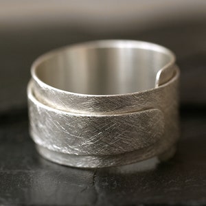 Wikkelring echt zilver ijs mat + breed