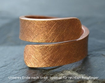 Spiral ring solid copper, ice matt, open ring adjustable