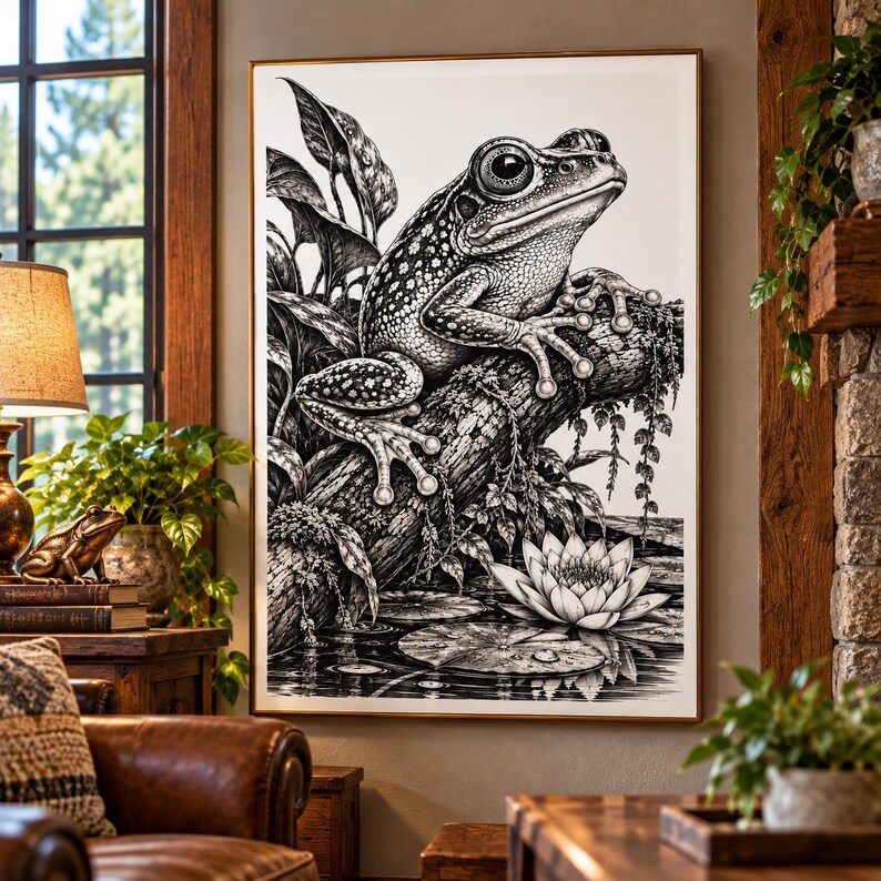 Tree Layout Png Tree Frog Laser Engraving PNG, Pond Wildlife Art, Botanical Design ...