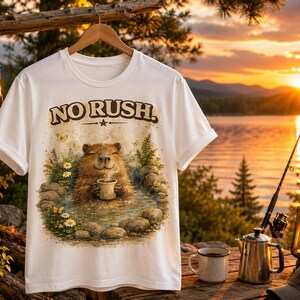 Capybara No Rush PNG Cottagecore T-shirt Design Sublimation Clipart Print