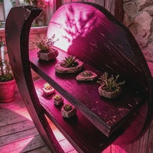 Rustic Moon Handmade Bookshelf 30cm • Double Wireless LED