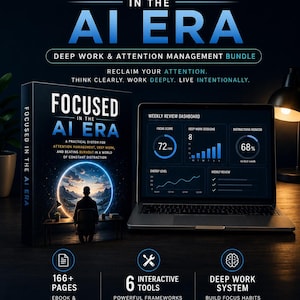 Deep Work Planner Bundle | Productivity Workbook PDF | Focus Planner | Attention Management System | Printable Productivity Tools